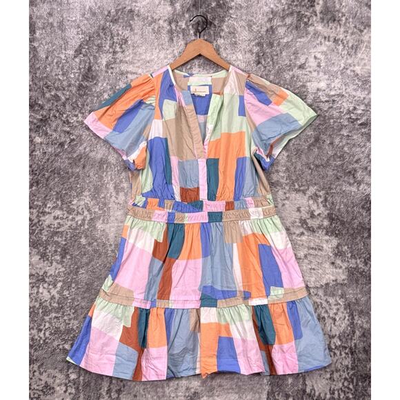 Anthropologie Dress 1X Womens Somerset Mini Pastel Checkered Color Block - Picture 1 of 9
